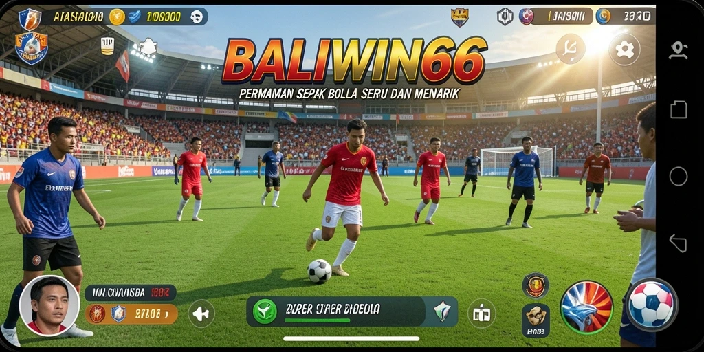 Tampilan gameplay seru BALIWIN66 dalam pertandingan sepak bola.
