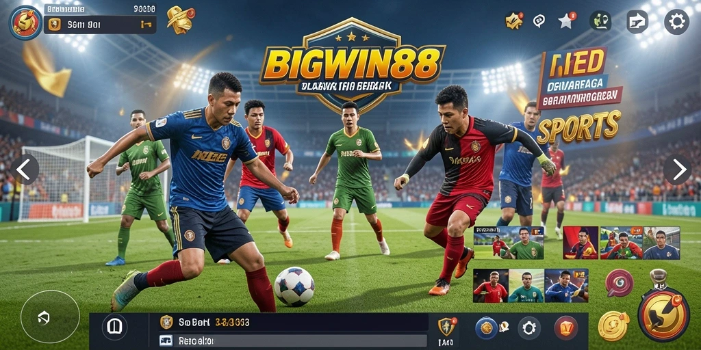 Screenshot utama BIGWIN88 menampilkan serunya gameplay olahraga.