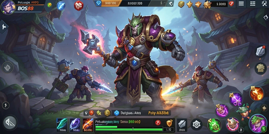 Screenshot gameplay BOS88 menunjukkan aksi pertarungan yang mendebarkan.