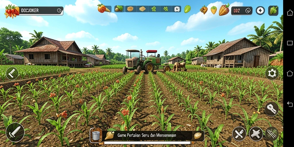 Tampilan gameplay IDCJOKER dengan aktivitas pertanian yang menarik.