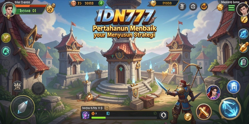 Screenshot IDN777 menampilkan gameplay seru dalam pertempuran Tower Defense.