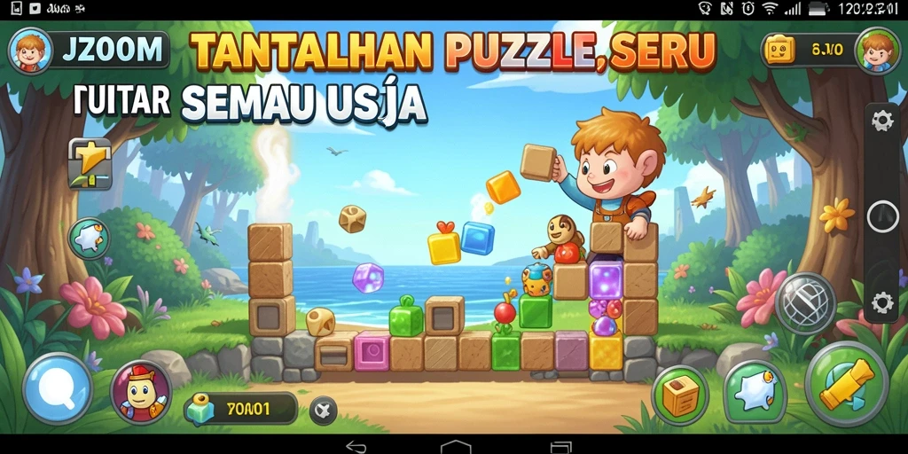 Tampilan gameplay J200M yang memukau dengan berbagai tantangan puzzle.