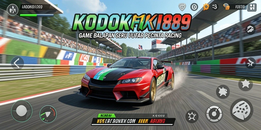 Tampilan gameplay intens dari KODOKHOKI889 saat balapan.