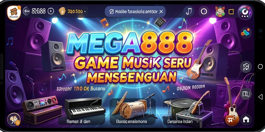 Tampilan utama MEGA888 dengan gameplay musik yang menyenangkan.