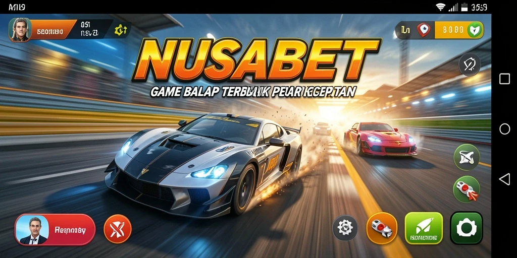Screenshot utama NUSABET menampilkan gameplay balapan yang memukau.