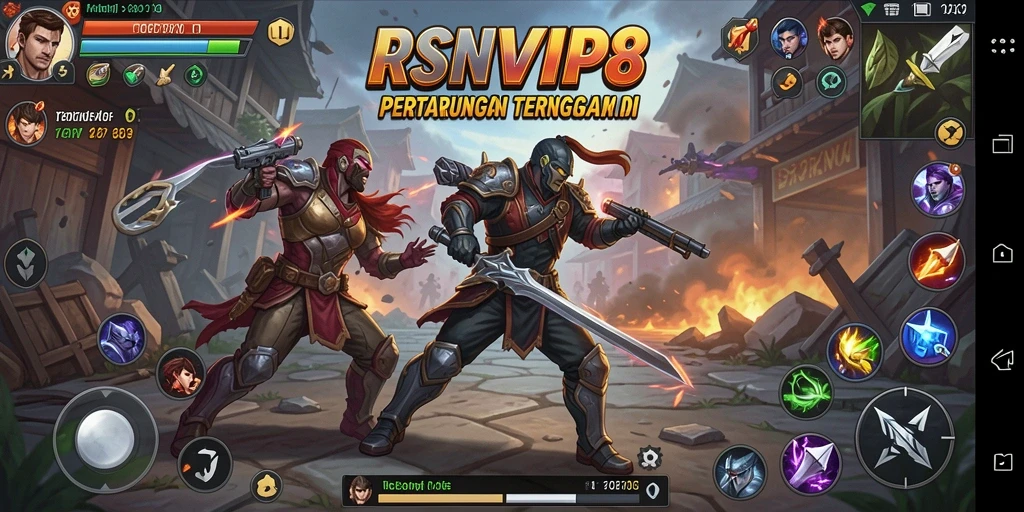 Screenshot RSNVIP8 menampilkan aksi pertarungan yang seru dan mendebarkan.