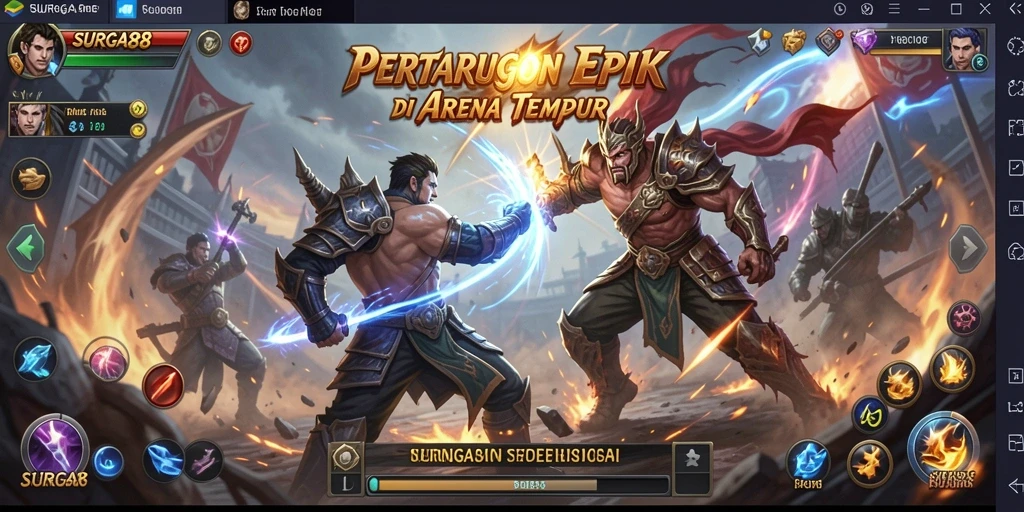 Tampilan menarik dari gameplay SURGA88 di arena pertarungan.