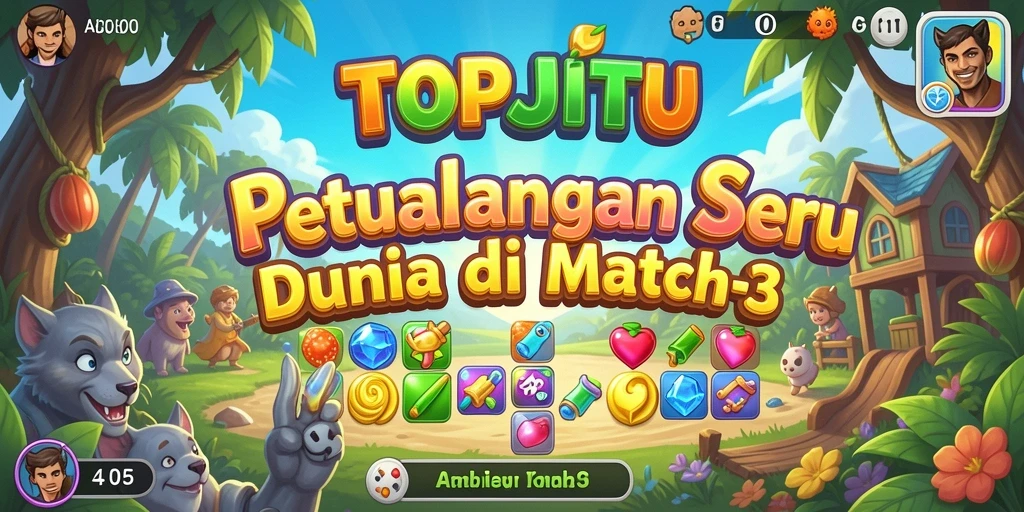 Tampilan gameplay TOPJITU yang menarik dan penuh warna.