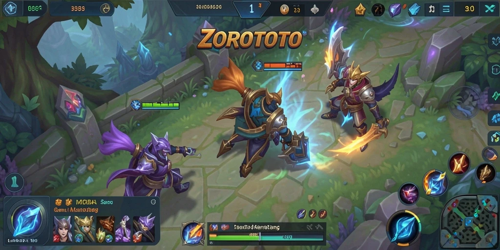 Tampilan gameplay ZOROTOTO yang seru dengan aksi tim yang intens.